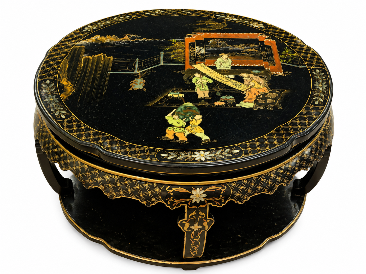 Mesa de té Chinoisserie Bãibaoquiân 1960-1970’s