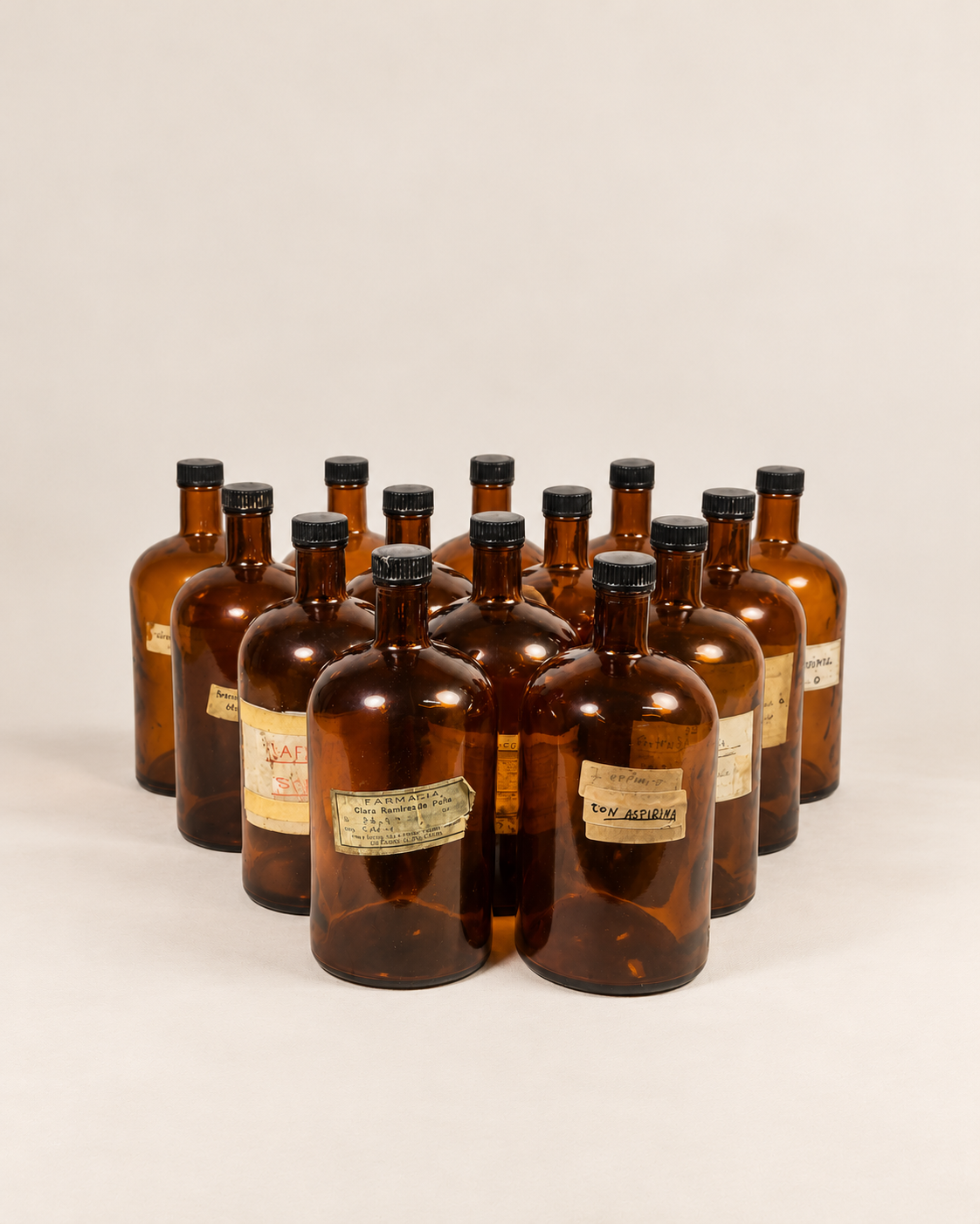 Antiguos tarros de farmacia Etiquetadas 75 cl principios S.XX