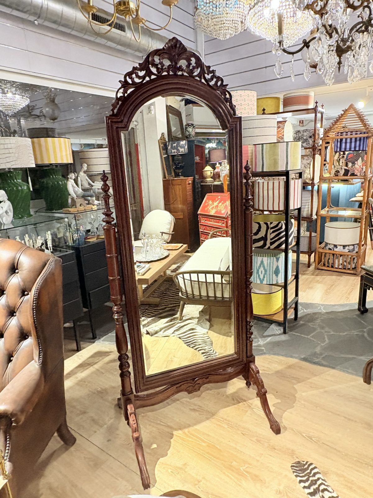 Antiguo espejo de vestidor oscilante victoriano Woodgate Inglaterra 1940’s