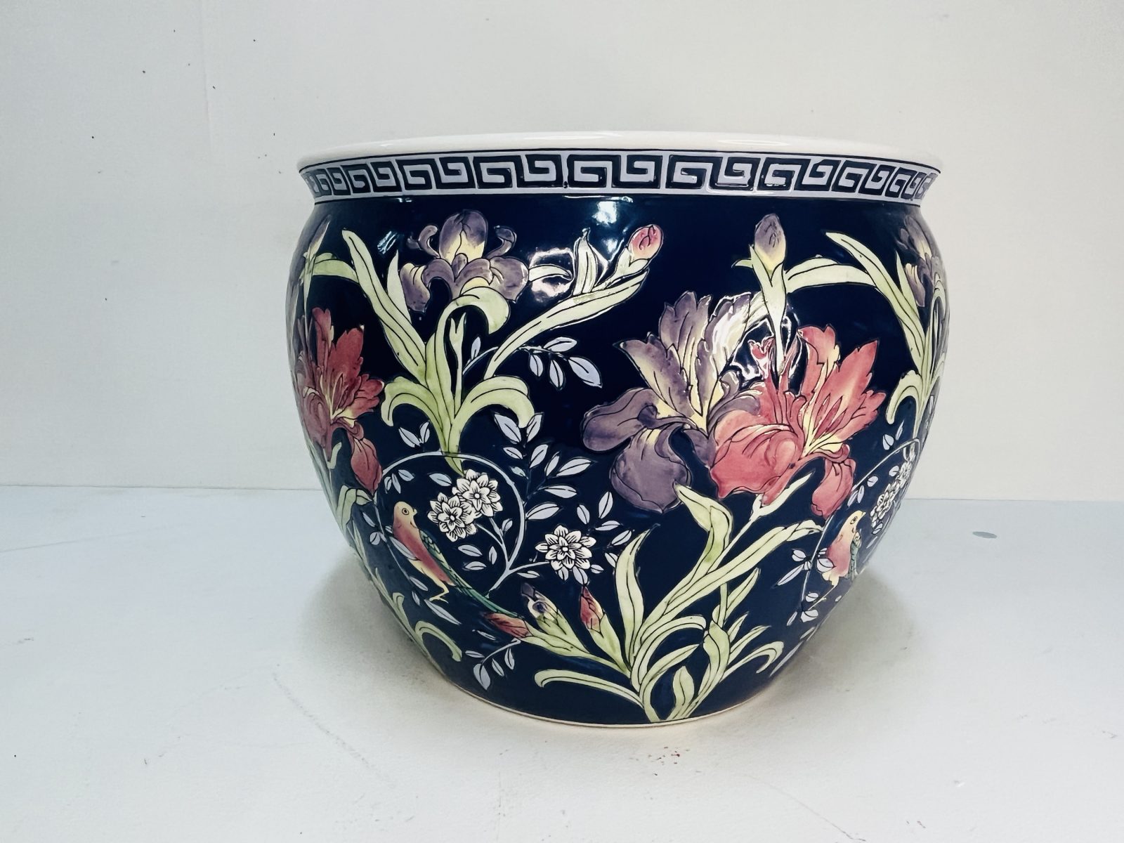 Pecera oriental en cerámica esmaltada de Imari China 1960’s